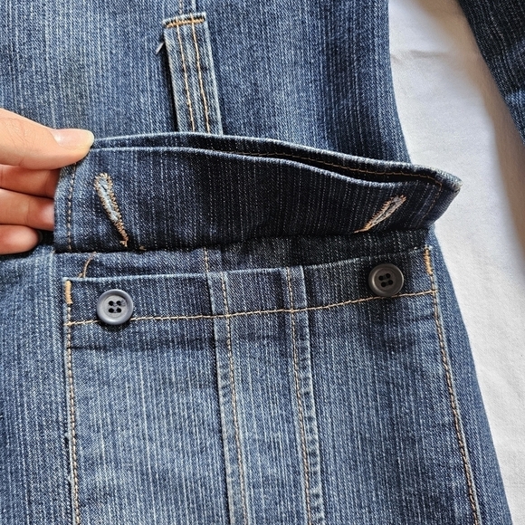 Y2k Zena Jeans multiple pockets button-down sheath jean jacket Size M - Picture 3 of 6